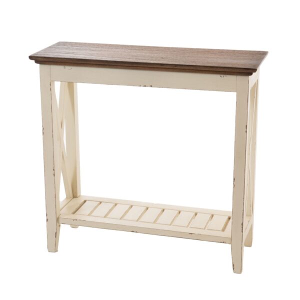 Consola de madera envejecida con bandeja